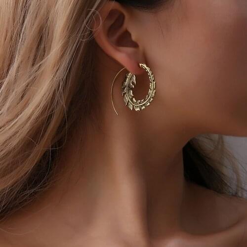Fashion Vintage Gold Silver Swirl Earring Hoop Gypsy Indian Ethnic Earrings Boho Round Circle Ear For Women Antique Jewelry