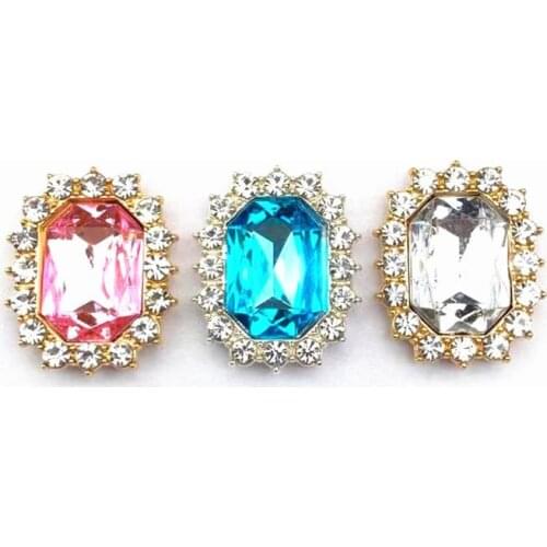 20 PCS 17.5x21.5mm Metal Alloy KC Gold Plated Crystal Square Earrings Hair Accessories For Jewelry Making