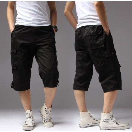 Summer Mens Casual Shorts Regular Solid Pockets Khaki Black Cotton Shorts Men Cargo Shorts Men Army Mens Shorts Big Size 5XL