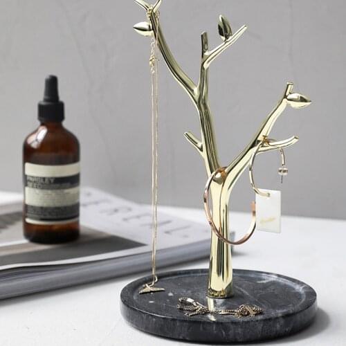 Nordic Marble Jewelry Storage Rack Earrings Ring Necklace Key Desktop Storage Tray Display Stand Shelf Holder Home Decoration