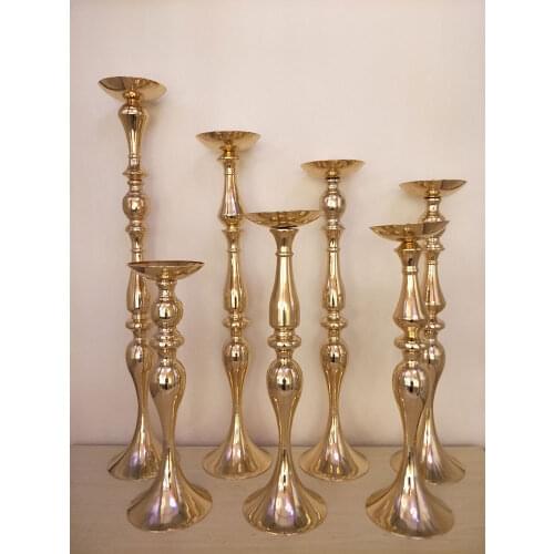 Wedding decoration centerpiece metal candle holder gold flower vase tabletop candlestick tall flower stand party event decor