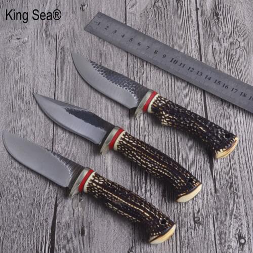 Tactical Knife Survival Knife Outdoor Hunting Fixed Knife 7Cr17Mov Blade Anti Deer horn Handle Camping Knives 3 Design