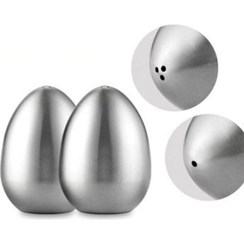Creative Stainless Steel Egg Shaped Salt Pepper Shaker Table Server Kitchen Gadgets Herb Spice Tools 2 Types