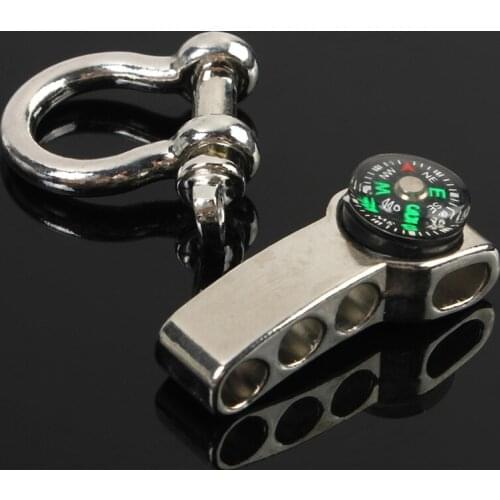 Outdoor Rope Paracord Buckle O Shape Zinc Alloy Adjustable Adjuster Shackle With Mini Compass