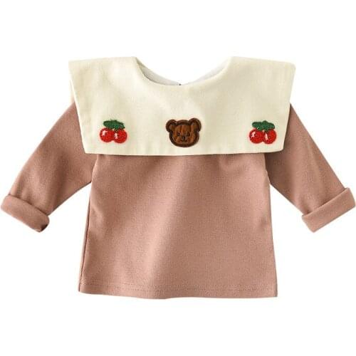 Spring New Baby Girls Lapel Collar Long Sleeve Shirt