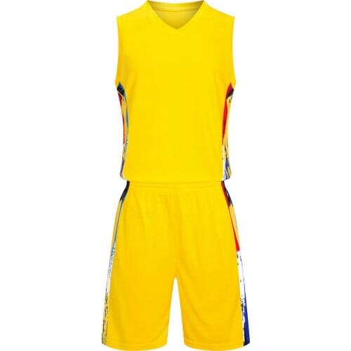 XBFX A37 Self Fabric V Neckline Armhole Plain Style Men Women Basketball Jersey Set With Colorful Side Panels On Tops And Shorts