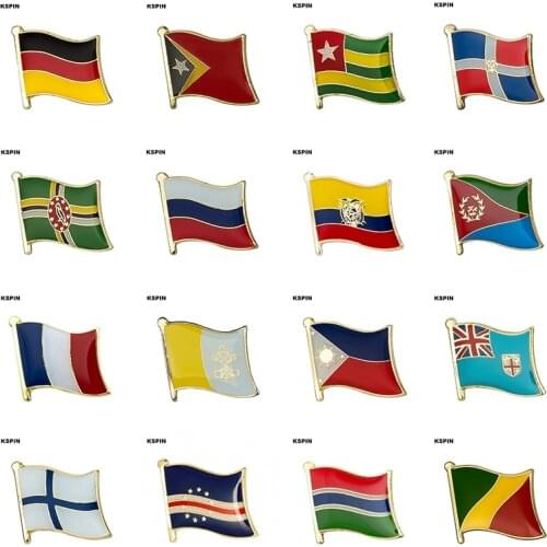 Flag Laple Pin Badge Brooch Germany East Timor Togo Dominican Rep. Dominica Russia Ecuador Eritrea France Vatican Philippines
