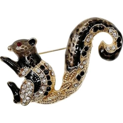 10pcs/pcs Fashion Jewelry Rhinestone Enamel Animal Squirrel Brooches Pin Woman Gift Brooch Two colors