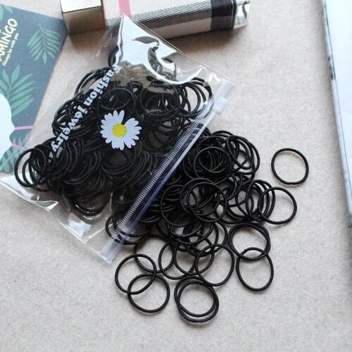 100 pcs/lot 3 CM Girls Candy Colors Nylon Rubber Bands Black Hair Ties Gum Ponytail Holder Elastic Hair Bands For Kids Girls