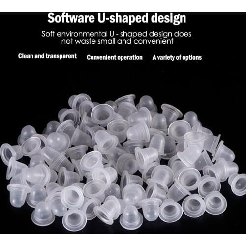 100Pcs Disposable Tattoo Ink Cup Small&Big Size Silicone Permanent Tattoo Makeup Eyebrow Makeup Pigment Container Caps