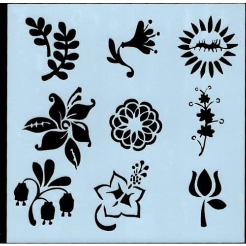 13*13 Flowers Layering Painting Stencils graffiti hand copied board hollowed out photo album graphic spray painting tool