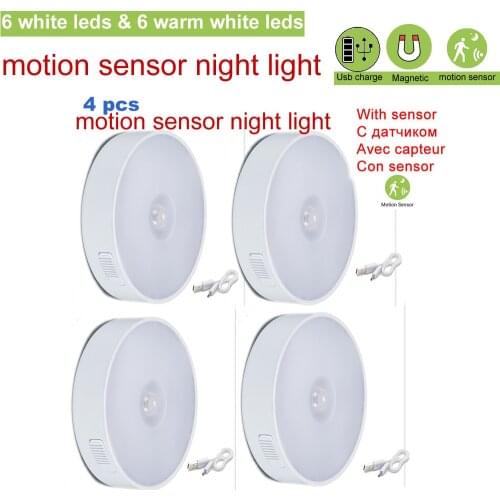 2-6pcs indoor PIR Motion Sensor Lighting For Garden Four Modes Rotable Pole Newest usb charged led cabinet lamp night light war
