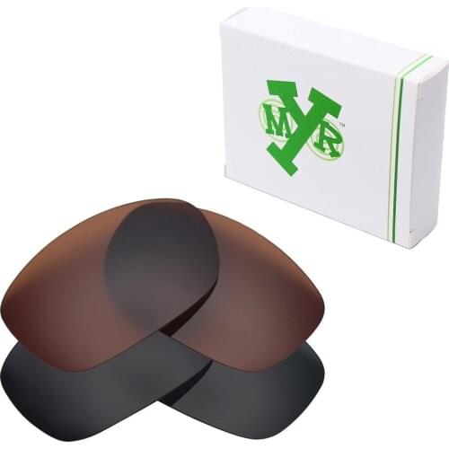 2 Pairs Mryok POLARIZED Replacement Lenses for-Oakley Ten Sunglasses Stealth Black & Bronze Brown
