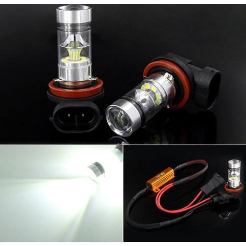 Canbus No Error 2pcs H8 H11 LED Car Bulbs Fog Lights for Volkswagen Vw Jetta Golf Passat B5 B6 Beetle Polo Bora Caddy MK5 Skoda