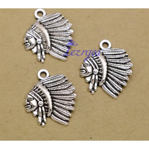 20pcs/lot--21x18mm, Antique silver plated Indian chief Charms,DIY supplies,Jewelry accessories