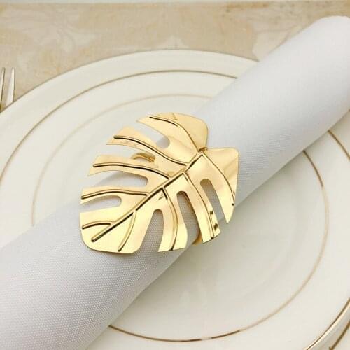 24pcs/lot Upscale Hotel Napkin Ring Turtle Leaf Green Leaf Napkin Circle Hawaiian Wedding Napkin Buckle Dinner Party Wedding