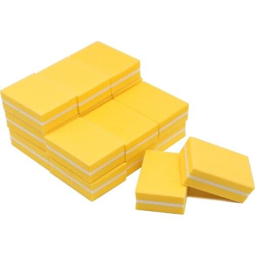 50pcs Mini Pro Nail File Manicure Sanding NailFiles Buffer Block Sponge Yellow Nail Shaper Polisher Tools pilniczek do paznokci