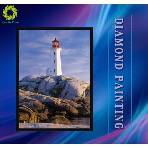 5D DIY Diamond Painting Full Square Lighthouse Diamond Embroidery Mosaic Landscape Seaside Decorations Home