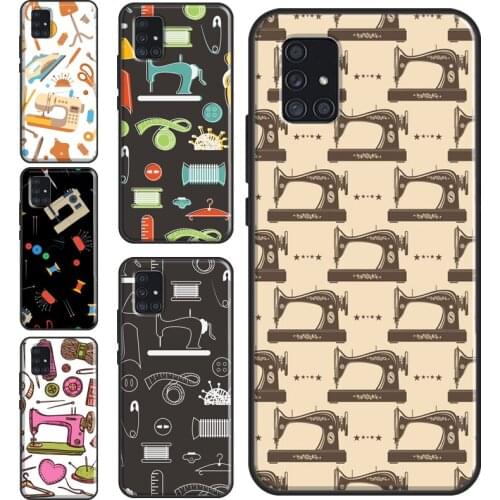 Sewing machine tailor elements pattern Case For Samsung Galaxy A21S A20e M21 M31 A11 A01 A51 A71 A50 S A70 A31 A10 A40 A7 2018
