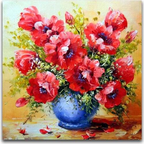 Colored Flowers DIY Cross Stitch 11CT Embroidery Kits Craft Needlework Set Printed Canvas Cotton Thread Home Wholesale