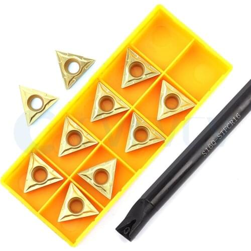 S16Q/S20R/S25S/STFCR16 STFCL Lathe Internal Turning Tools Holder 91° +10Pcs TMGT Machine Carbide insert Set Good Wear Resistance