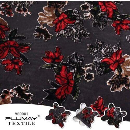 Cheap high quality polyester rayon woven printed burnout velvet fabric for garment