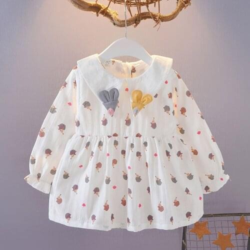 Kids Dresses for Girls Cartoon Animals Print Puff Long Sleeve Baby Girl Dresses Childrens Princess Party Dress Clothes Vestidos