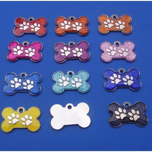 Cheap Bone Enamel with Flash Metal Dog Tag Hot Sale Zinc Alloy Metal Dog Tag