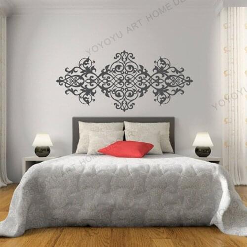 Exqusite Headboard Wall Decal Baroque Style Design Mandala Flower Vinyl Wall Stickers Master Home Decor Wallpaper Mural rb487