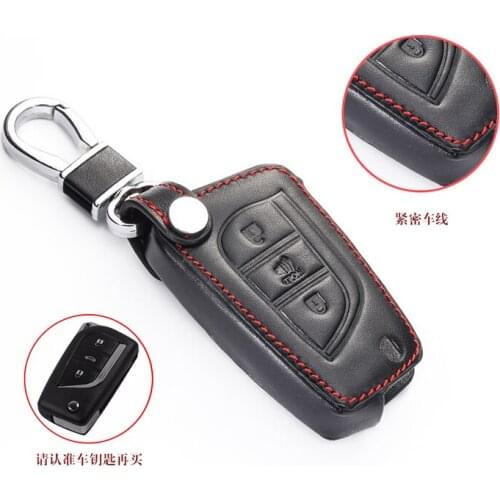 Leather Car Key Case Keychain Bag Remote Fobs Cover For New Toyota Camry Highlander Corolla Prado Reiz Crown RAV4