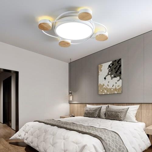 Nordic Creative Round Childrens Bedroom Ceiling Lamp Personalized Wooden Planetary Ball for Study Childrens Room Living Room