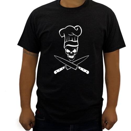 Summer black men tshirt Chef Skull Grill Master Diet Culinary Grilling BBQ Apron Cooking Hat plus size 3XL mens tee shirt homme