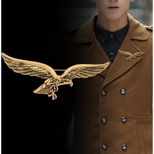 Korean Fashion New Brooches Gold Eagle Wings Shape Brooch Scarf Buckle Lapel Metal Pin Badge for Men Shirt Collar Accessories