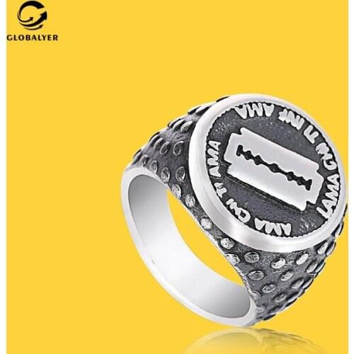 European and American popular Domineering punk style Stainless steel ring Men casting blade Titanium steel ring 254