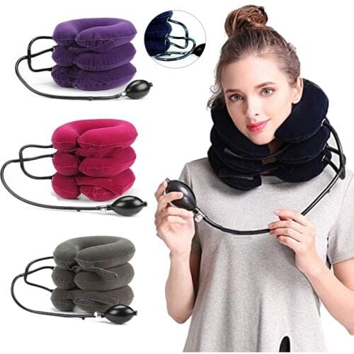 Inflatable Air Cervical Neck Traction Device Tractor Support Soft Massage Pillow Pain Relief Neck Stretcher Support Relaxation