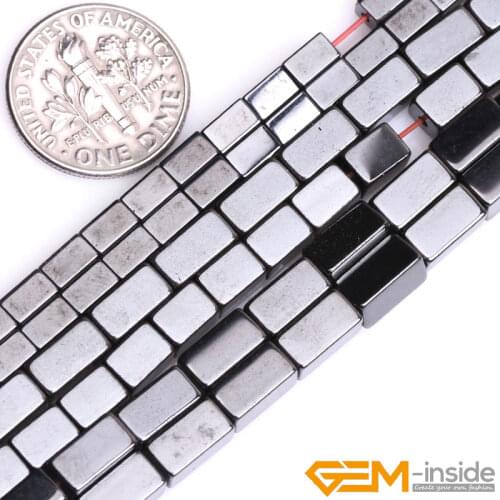 Natural Black Hematite Square Tube Beads For Jewelry Making Strand 15 inch DIY Accessorries Bead For Women Gifts