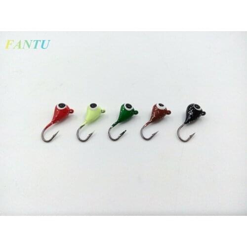 FANTU 5PCS/lot Fishing Ice Jig Head With An Eyelet Ice Fishing Hook Lead Fishing Artificial Jig Head Lure Mini Metal Baits