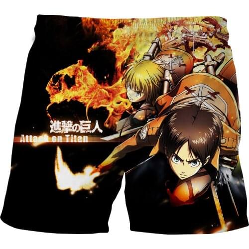 Baby Shorts For Boys Girls Casual Kids Cool Funny Shorts Attack On Titan Japanese Anime Print Pants Summer Thin Trunks Clothes