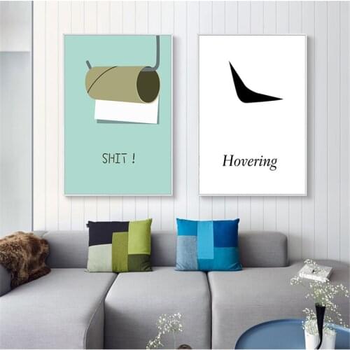 Toilet Paper Plane Bathroom Decoration Plane Diamond Nordic Posters and Prints Wall Pictures for Living Room Home Decor
