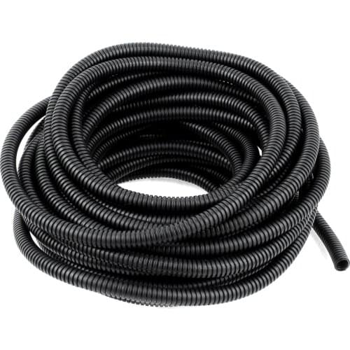 UXCELL 14M/46Ft 10x13mm Black Polyethylene Flexible Corrugated Conduit Tube Pipe Hose Tubing Wire Guard for Wire Connecting