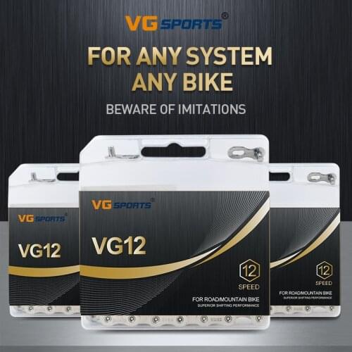 VG Sports MTB 12 Speed Chain 12s X1 X12 1x12 System Connector Included 126L Links for Bicycle Parts Silver Rainbow Titanium