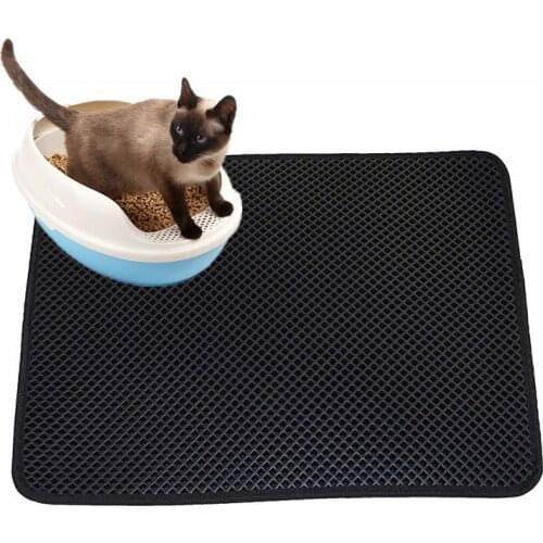 Waterproof Cat Litter Mat Portable EVA Double-layer Cat Litter Trapper Mats Foldable Nonslip Pet Feeding Mat Cat Accessories