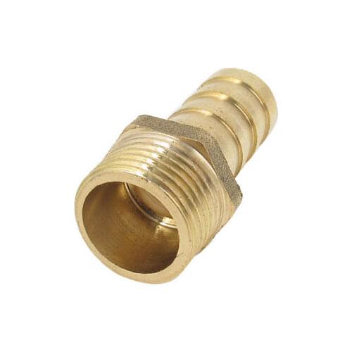Gold Tone Brass 3/8PT Male Thread 12mm Fuel Gas Hose Barb Coupling Fittings 3pcs