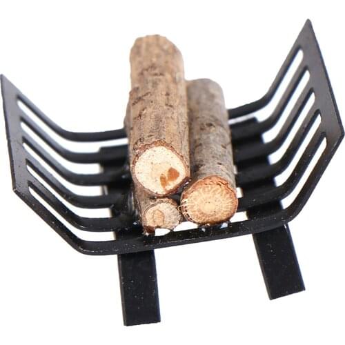 1/12 Dollhouse Furniture Metal Rack with Firewood for Living Room Fireplace Model Dolls Accessories