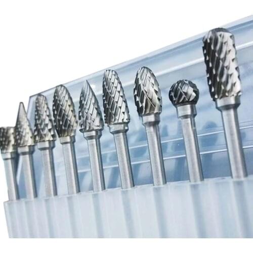 10pcs/set Tungsten Steel Grinding Head Carbide End Mill Set Mini Diamond Grinding Head Tungsten Material