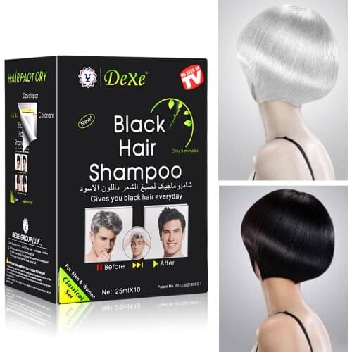 10pcs Instant Black Hair Shampoo Hair Dye 5 Minutes Make Grey White Hair Colored Darkening Black Shinny Hair Styling Dropship