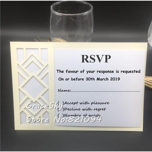 100pcs/lot 2019 NEW laser cut Save The Date Cards RSVP wedding invitation cards with text customized