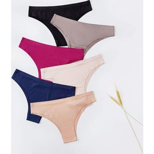 3Pcs High quality Womens Panties Ice Silk Seamless Low Waist Sexy period underwear Skin-friendly Concise Large size thong