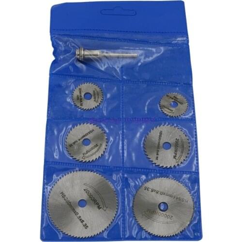 50set 6 Saw Blade +1pc Pole Hss High-speed-steel Circular Rotary Blade Wheel Discs Mandrel For Metal Dremel Tools Wood Cut