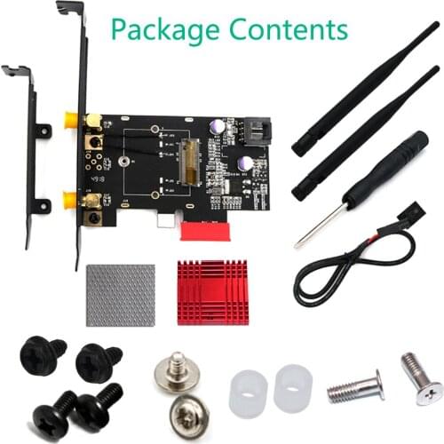 NGFF M.2 key A to PCI-e X1 Adapter With Heatsink for Intel 7265/8260/8265/9260